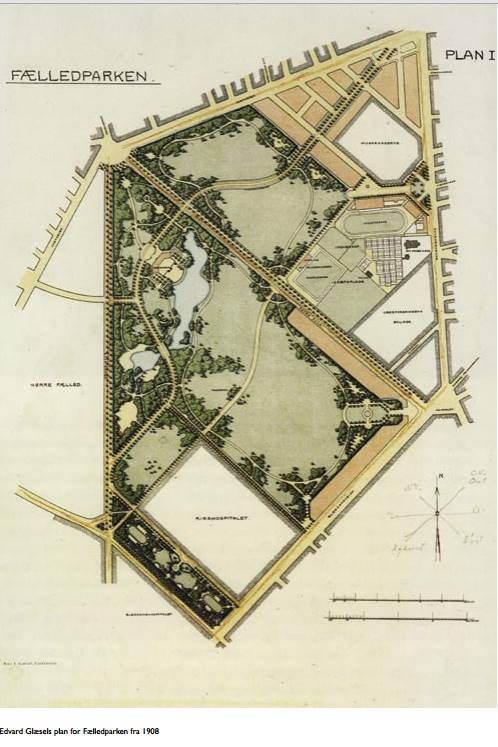 Edvard Glæsels plan for Fælledparken 1908