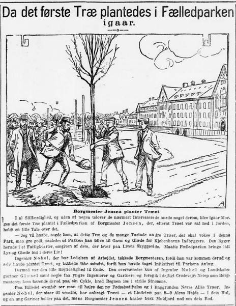 Politiken 28 april 1909 - Da det første Træ plantedes i Fælledparken